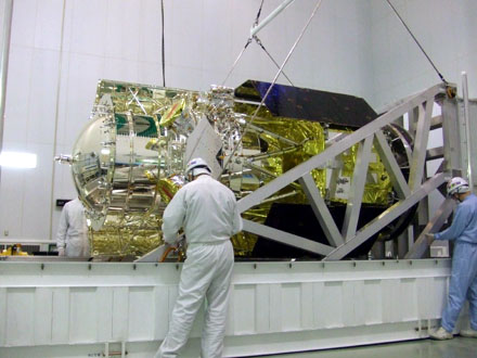 Photo 2: The ASTRO-F spacecraft taking out from the container.